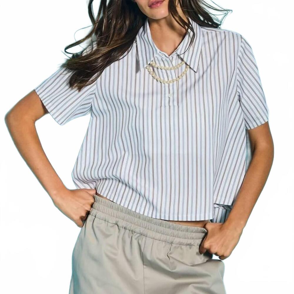 NEW WE-AR4 crew short sleeve striped shirt in multi